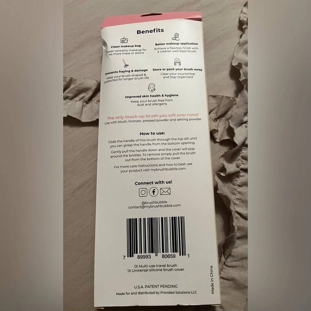 Brush Bubble Travel Brush + Cover - Brown, set of 2, Vegan Bristles NWT